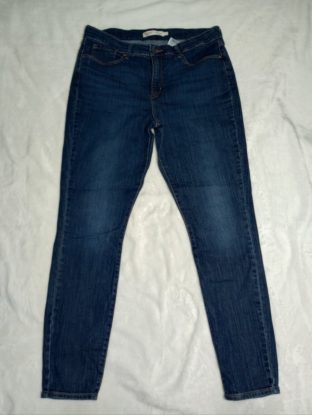 Levi Strauss Signature Women's Mid Rise Skinny Jeans Blue Denim Stretch 14 Dark